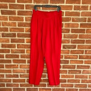 Vintage Red pleated stretchy waist trousers
